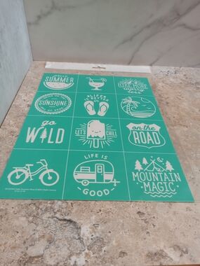 Chalk Couture Teal and White Summer Icons Craft Transfer